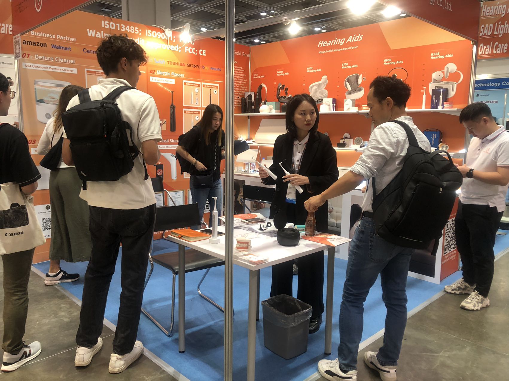 Gold Rose team demonstrating products to buyers at the 2024 Hong Kong Electronics Fair
