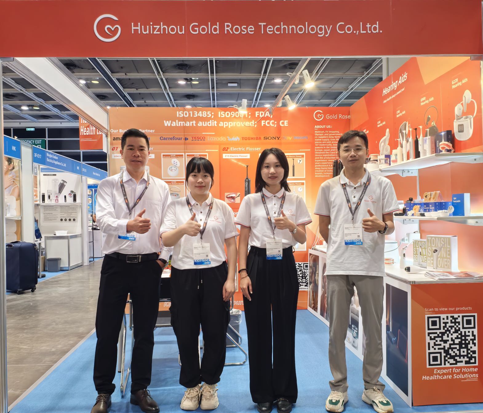 Gold Rose exhibition team standing together at the 2024 Hong Kong Electronics Fair