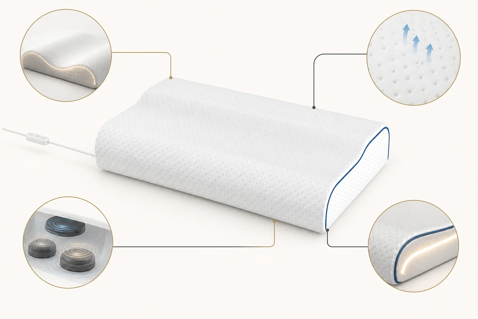 WP100 smart pillow product construction and feature details